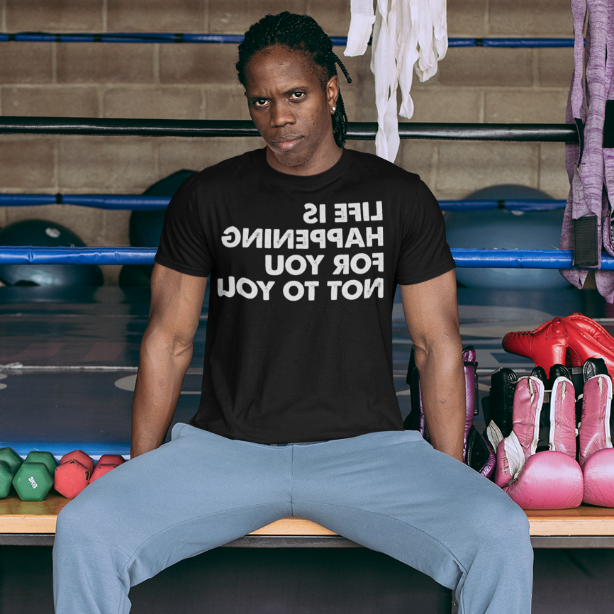 Man at a boxing gym - Life is happening for you NOT to you
