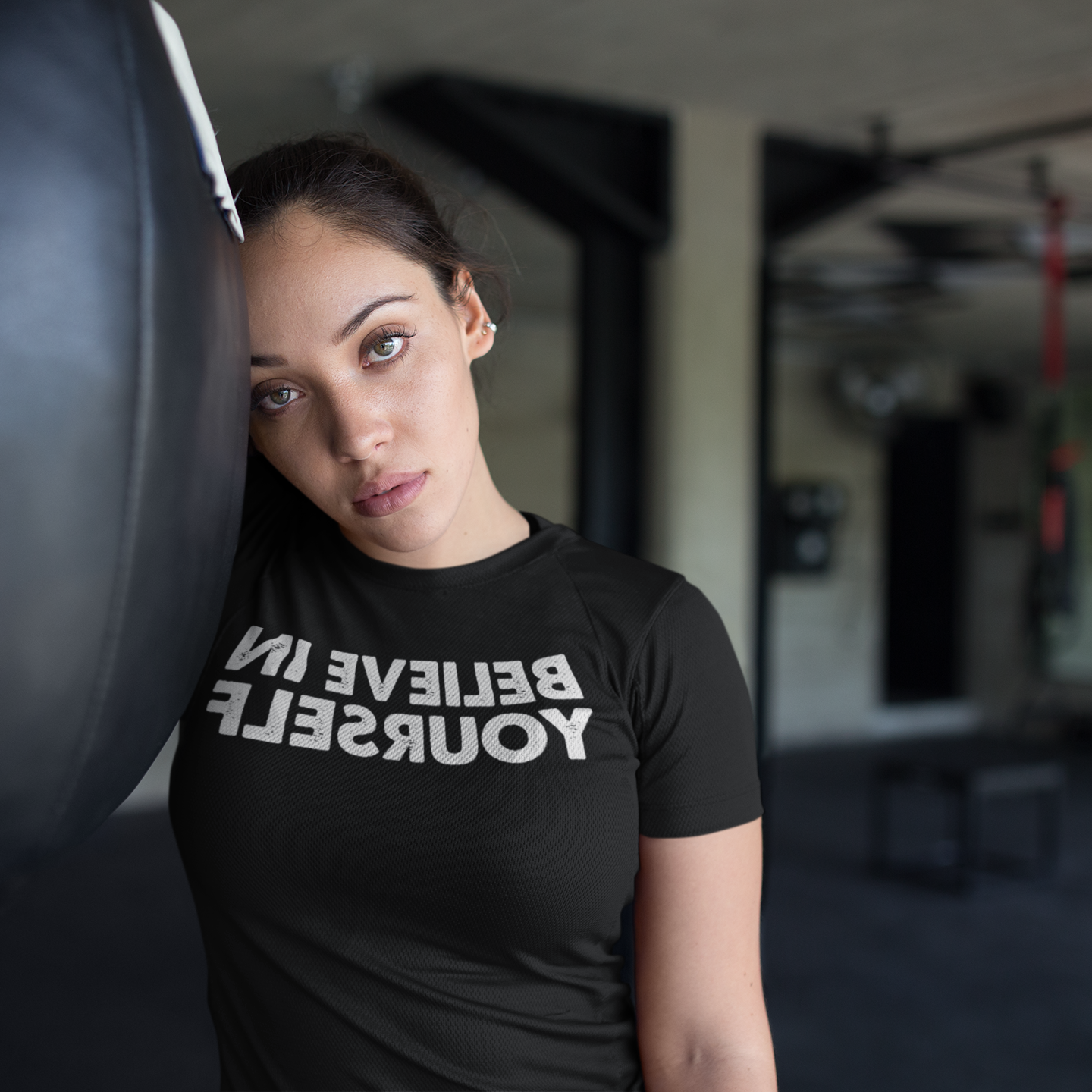 Woman resting at the gym - Believe in yourself